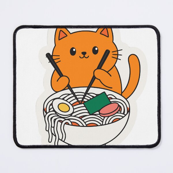 Item preview, Kawaii style cat eating noodles designed and sold by Smash247.