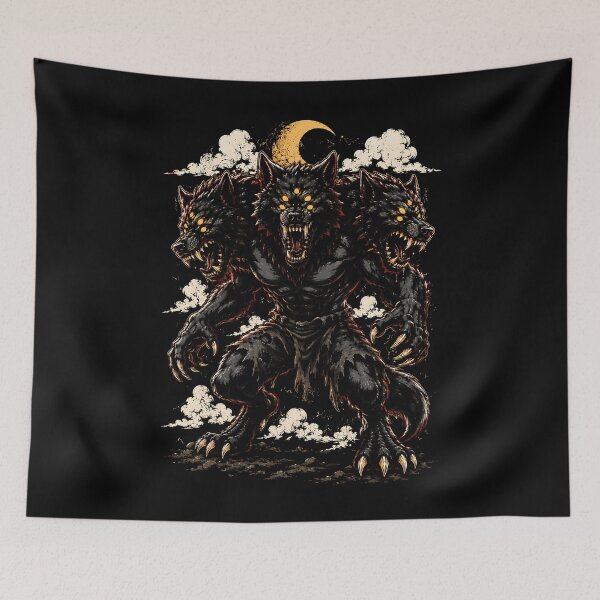 Item preview, Fierce three-headed wolf creature design halloween designed and sold by rafaeltto.