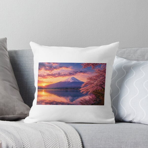Item preview, Mount Fuji at Sunset with Cherry Blossoms | Japan Spring Landscape Art designed and sold by NihonKamonScape.
