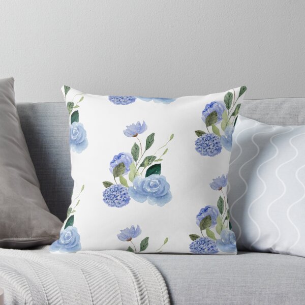 Item preview, blue watercolor floral bouquet designed and sold by introvertarts.