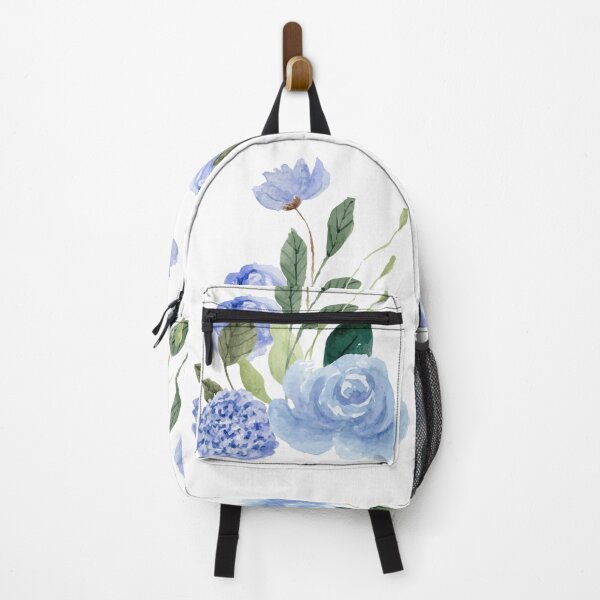 Item preview, blue watercolor floral bouquet designed and sold by introvertarts.