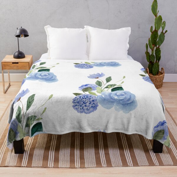 Item preview, blue watercolor floral bouquet designed and sold by introvertarts.