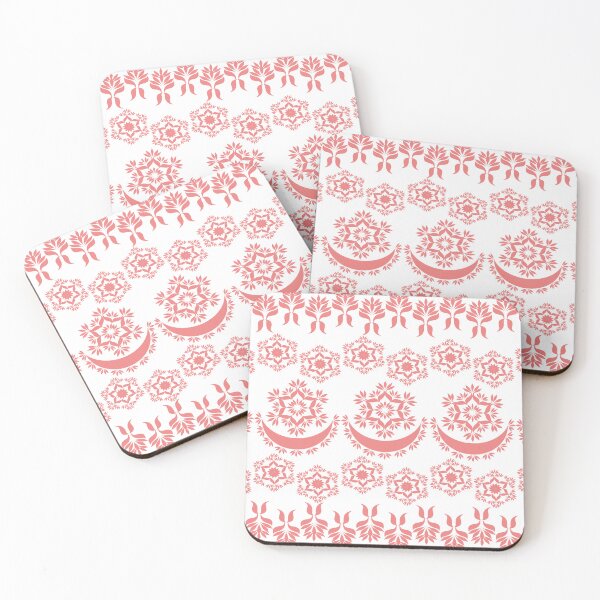 Item preview, Rose Pink Geometric Floral Border Pattern with Ornamental Medallions designed and sold by Ei-Ei.