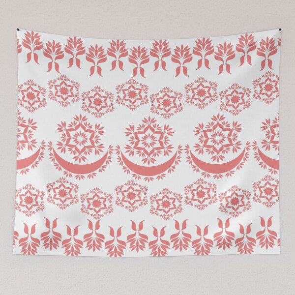 Item preview, Rose Pink Geometric Floral Border Pattern with Ornamental Medallions designed and sold by Ei-Ei.