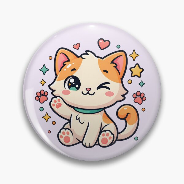 Artikelvorschau, Niedliche winkende Katze, Kawaii-Pastellkätzchen-Illustration entworfen und verkauft von MCV-Designs.