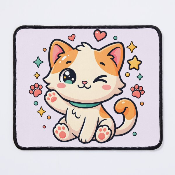 Item preview, Cute Waving Cat Kawaii Pastel Kitten Illustration designed and sold by MCV-Designs.