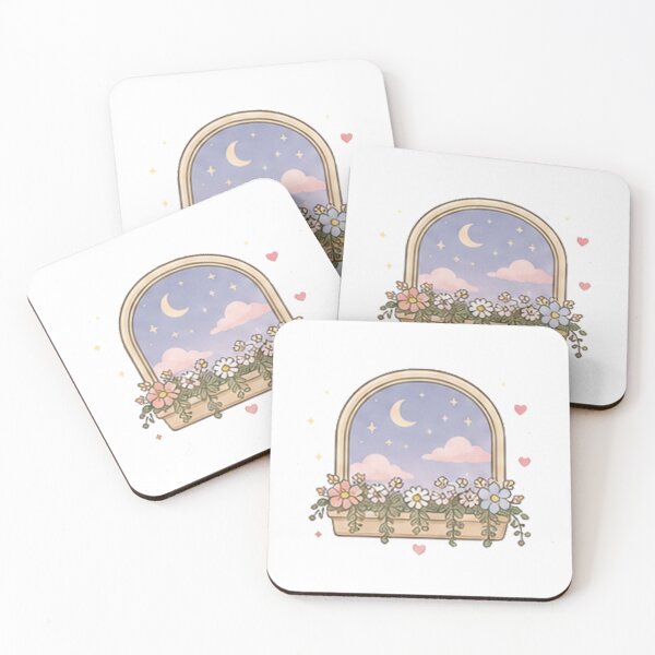 Item preview, Aesthetic Arched Window Crescent Moon Stars Flower Box Pastel designed and sold by Rehnair.