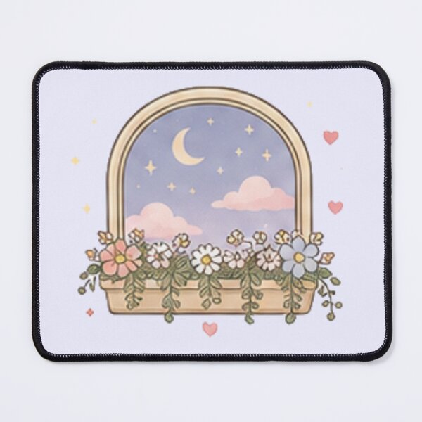 Item preview, Aesthetic Arched Window Crescent Moon Stars Flower Box Pastel designed and sold by Rehnair.