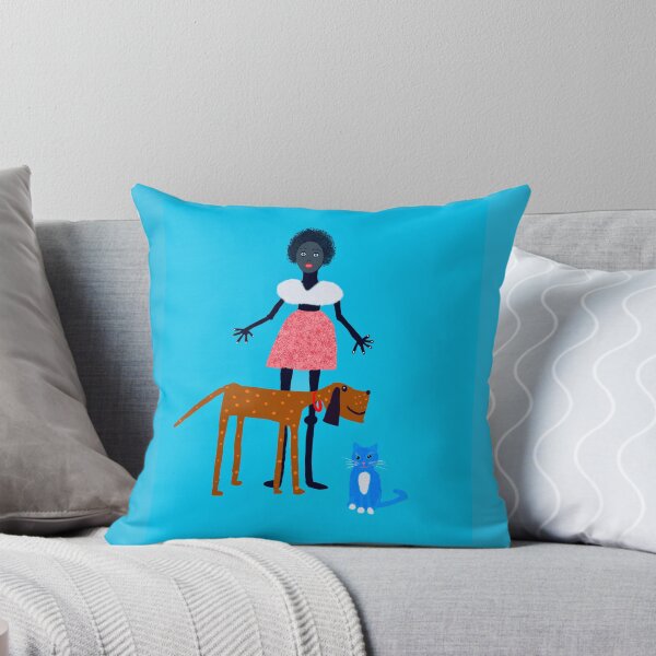 Item preview, Playful Girl with Dog and Cat designed and sold by Elaine M Hayward .