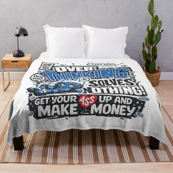 Item preview, Your Overthinking Solves Nothing Funny Entrepreneur Blue Robot Graphic designed and sold by DesignArtist.ia.
