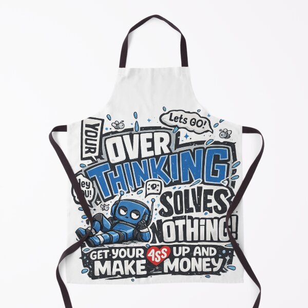 Item preview, Your Overthinking Solves Nothing Funny Entrepreneur Blue Robot Graphic designed and sold by DesignArtist.ia.