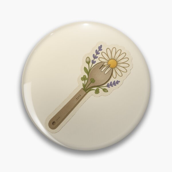 Item preview, Vintage Wooden Spork with Wildflowers Illustration designed and sold by ITCHAWAWAA.