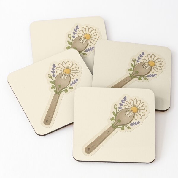 Item preview, Vintage Wooden Spork with Wildflowers Illustration designed and sold by ITCHAWAWAA.