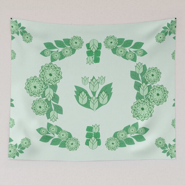 Item preview, Pastel Mint Floral Ornament Frame with Green Flowers and Botanical Leaves designed and sold by Ei-Ei.