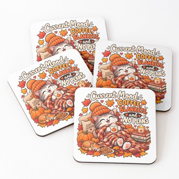 Item preview, Current Mood: Coffee, Blankets & No Plans – Cute Cozy Fall Cat designed and sold by Kiinaaa.