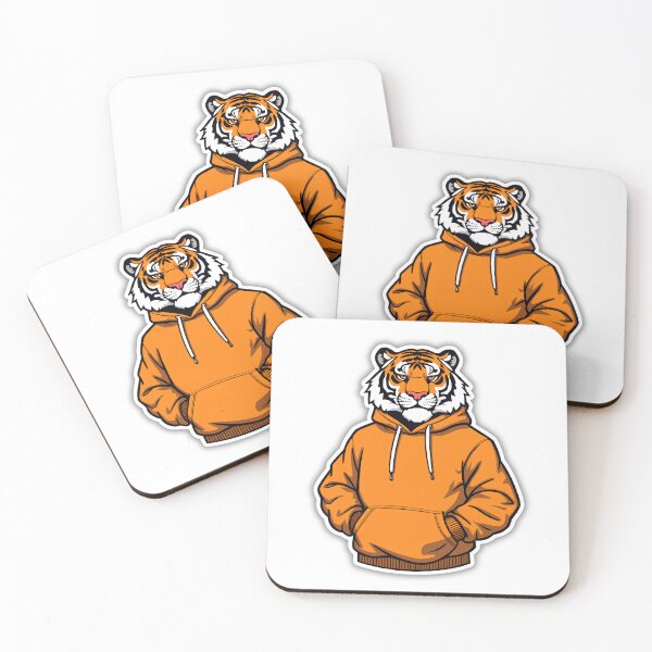 Item preview, Tiger Wearing Orange Hoodie Streetwear Animal Sticker designed and sold by Kavya Art.