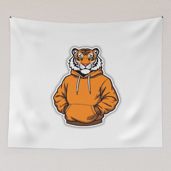 Item preview, Tiger Wearing Orange Hoodie Streetwear Animal Sticker designed and sold by Kavya Art.