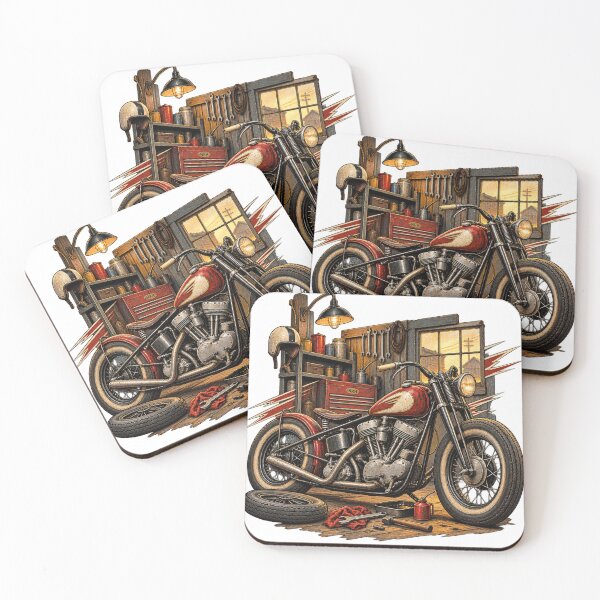 Item preview, Vintage Bobber Motorcycle Garage Workshop Art designed and sold by Normandy Road Heritage.