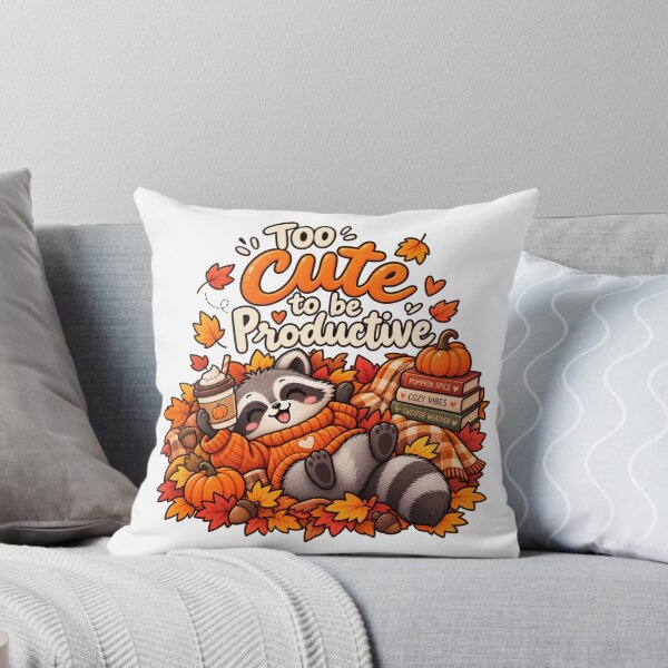 Item preview, Too Cute to Be Productive – Funny Cozy Autumn Raccoon designed and sold by Kiinaaa.
