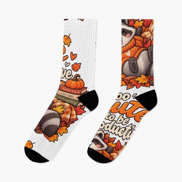 Item preview, Too Cute to Be Productive – Funny Cozy Autumn Raccoon designed and sold by Kiinaaa.