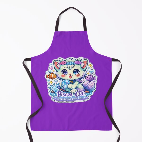 Item preview, Pisces Kawaii Cat sticker with soft blue lilac colours designed and sold by wallartofmio.