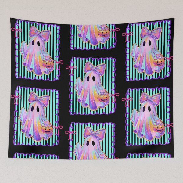 Item preview, Pastel Ghost with Pumpkin Bucket designed and sold by phoebelevine.