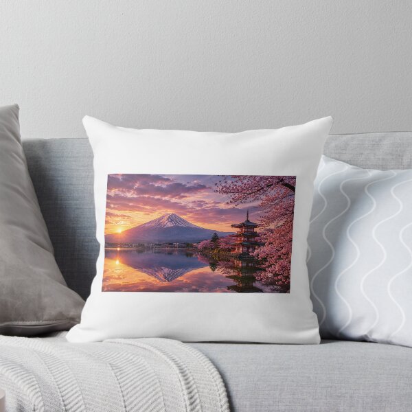 Item preview, Mount Fuji, Chureito Pagoda & Cherry Blossoms at Sunrise | Japan Landscape Art designed and sold by NihonKamonScape.