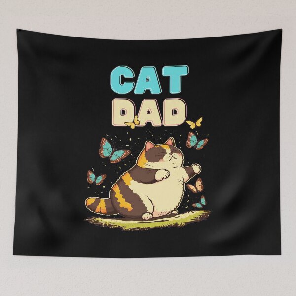 Item preview, Cat Dad Cute Chubby Cat Butterflies designed and sold by OlyvieArt.