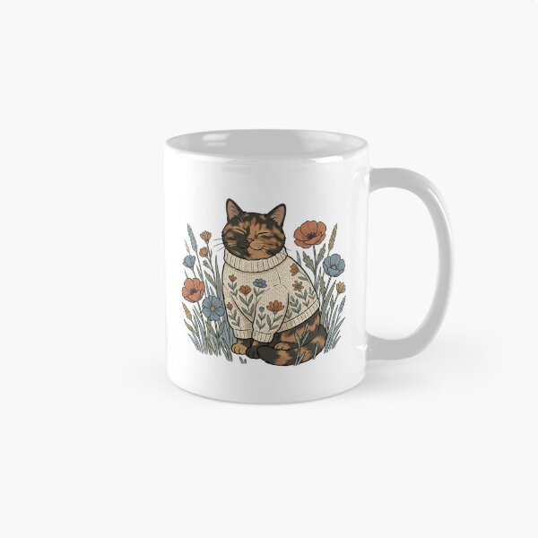 Item preview, Tortoiseshell Cat in a Floral Sweater designed and sold by SilentPowerArt.