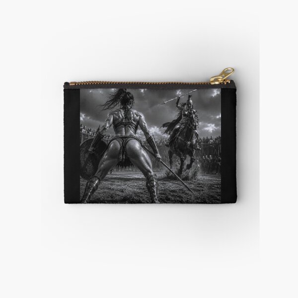 Item preview, Spartan Spear Duel – Black & White Warrior Women Arena Art designed and sold by Ancient-Era.