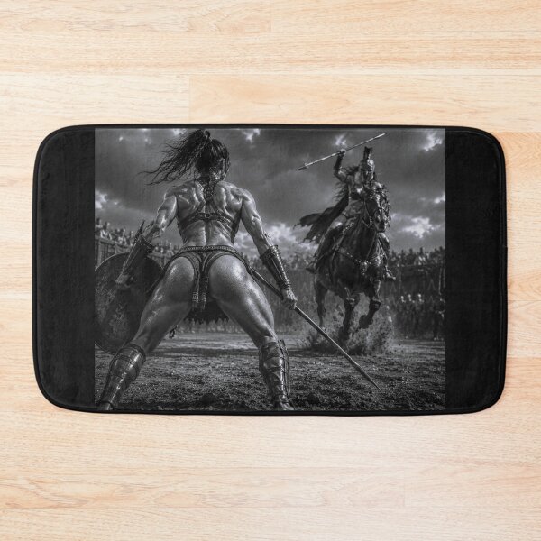 Item preview, Spartan Spear Duel – Black & White Warrior Women Arena Art designed and sold by Ancient-Era.
