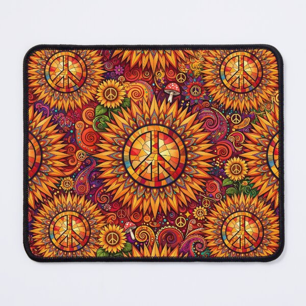 Item preview, Sunburst Peace Mandala & Sunflower - Vivid Orange Psychedelic Seamless designed and sold by Ela Art Space .