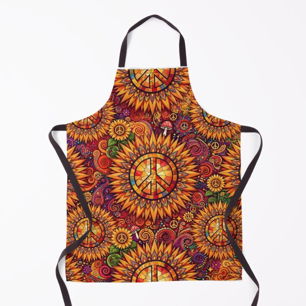 Item preview, Sunburst Peace Mandala & Sunflower - Vivid Orange Psychedelic Seamless designed and sold by Ela Art Space .