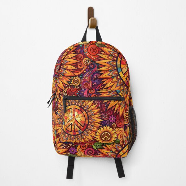 Item preview, Sunburst Peace Mandala & Sunflower - Vivid Orange Psychedelic Seamless designed and sold by Ela Art Space .