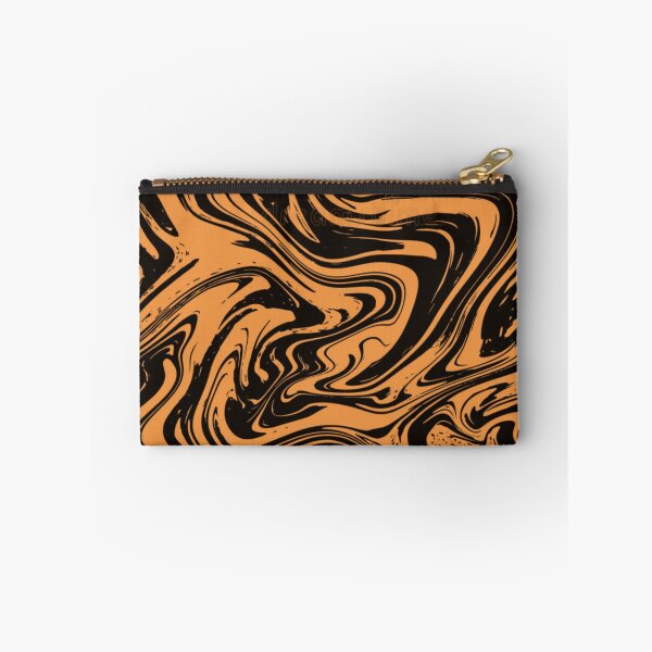 Item preview, THE ABSTRACT Orange Black Wavwform Marble Swirl Pattern designed and sold by YOFANTZ!.