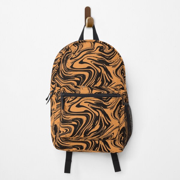Item preview, THE ABSTRACT Orange Black Wavwform Marble Swirl Pattern designed and sold by YOFANTZ!.