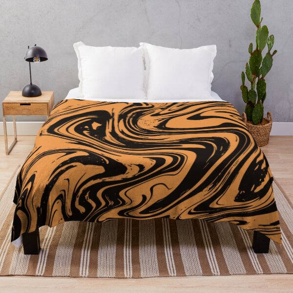 Item preview, THE ABSTRACT Orange Black Wavwform Marble Swirl Pattern designed and sold by YOFANTZ!.