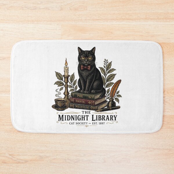 Item preview, The Midnight Library Cat – Vintage Dark Academia Cat designed and sold by Cavalier-org.
