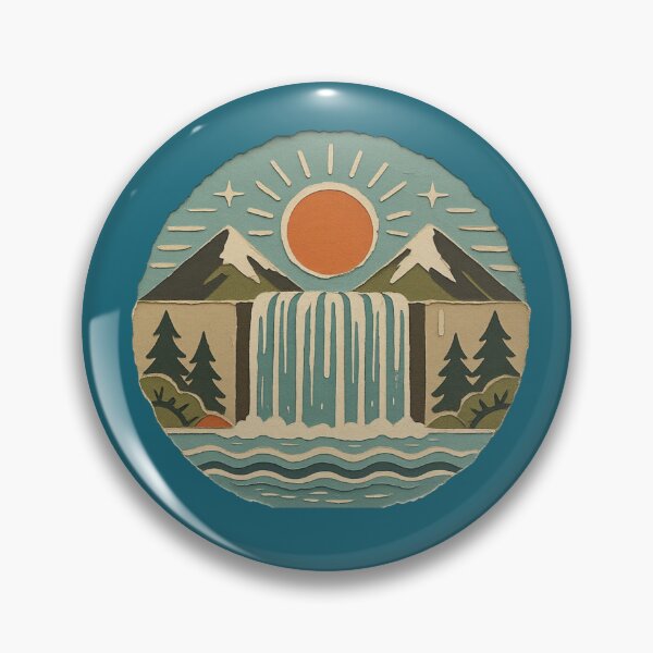 Item preview, Vintage Mountain Waterfall Landscape Paper Cut Art designed and sold by ITCHAWAWAA.