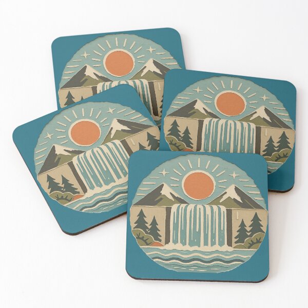 Item preview, Vintage Mountain Waterfall Landscape Paper Cut Art designed and sold by ITCHAWAWAA.
