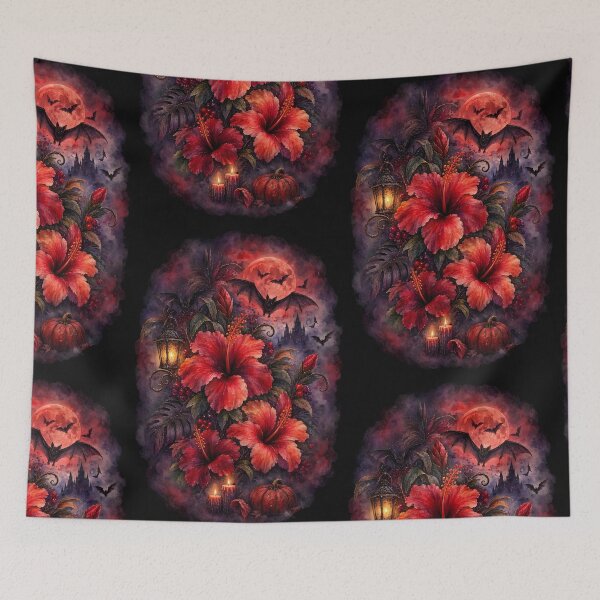 Item preview, Bat Hibiscus | Gothic Halloween Botanical Art | Tropical Floral Illustration designed and sold by Nolmo.
