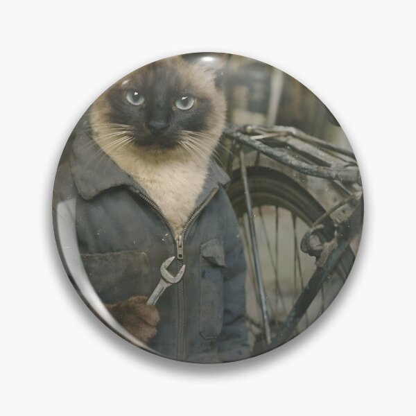 Item preview, Cat Cycle Mechanic Wall Art | Cool Feline Repairing a Vintage Bicycle | Retro Photography Aesthetic Nostalgic Vintage Print designed and sold by PaintedPixels01.