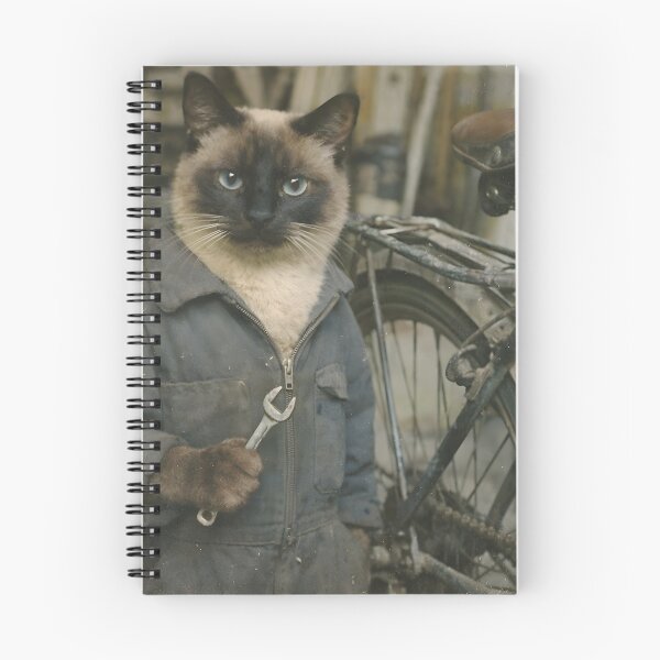 Item preview, Cat Cycle Mechanic Wall Art | Cool Feline Repairing a Vintage Bicycle | Retro Photography Aesthetic Nostalgic Vintage Print designed and sold by PaintedPixels01.