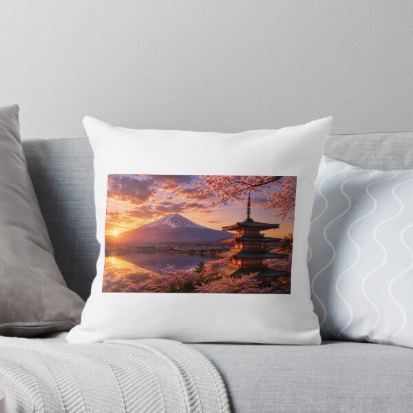 Item preview, Mount Fuji, Chureito Pagoda & Cherry Blossoms at Sunset | Japan Landscape Art designed and sold by NihonKamonScape.