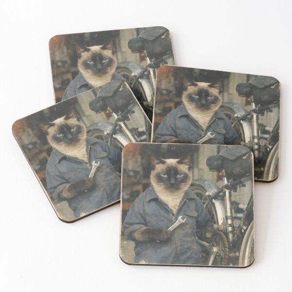 Item preview, Cat Cycle Mechanic Wall Art | Cool Feline Repairing a Vintage Bicycle | Retro Photography Aesthetic Nostalgic Vintage Print designed and sold by PaintedPixels01.