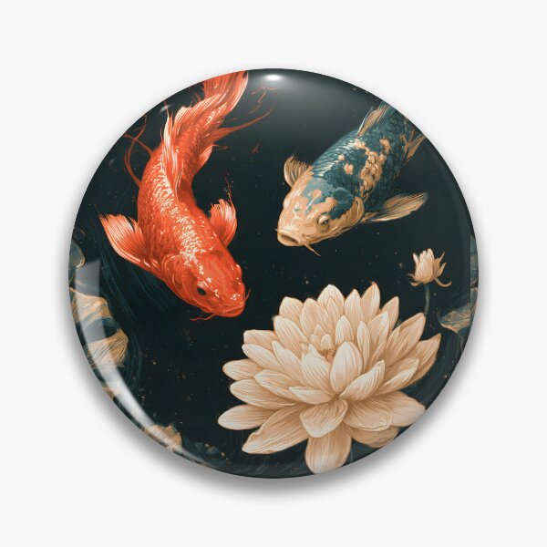 Item preview, Japanese Koi Carps Lotus Ukiyoe Zen Pond Art designed and sold by GrinGalore.