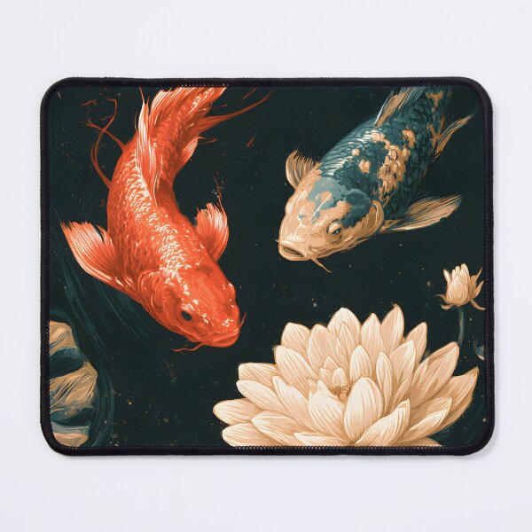 Item preview, Japanese Koi Carps Lotus Ukiyoe Zen Pond Art designed and sold by GrinGalore.
