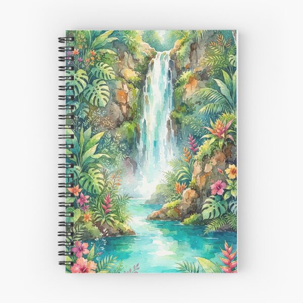 Item preview, Lush Jungle Oasis Watercolor Painting with Exotic Flowers designed and sold by GrabaHuk.