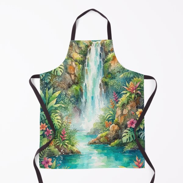 Item preview, Lush Jungle Oasis Watercolor Painting with Exotic Flowers designed and sold by GrabaHuk.