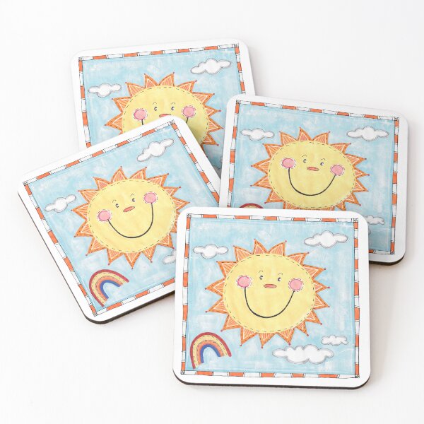 Item preview, A Cheerful Sun with a Rainbow in a Blue Sky designed and sold by Helen McCartney Designs.